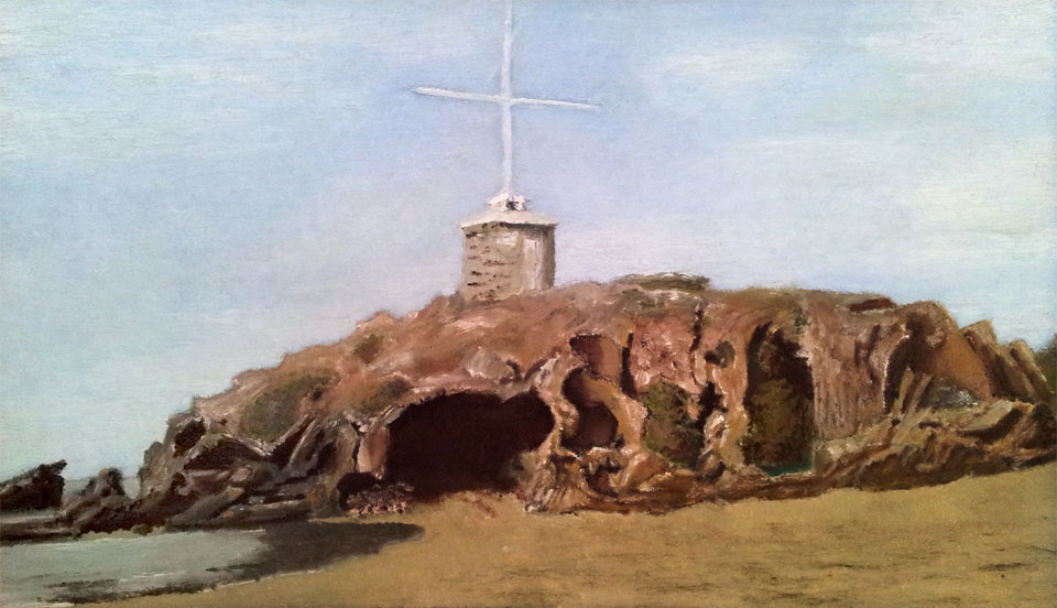 Painting of Cave Rock, Sumner by Gareth M Griffiths